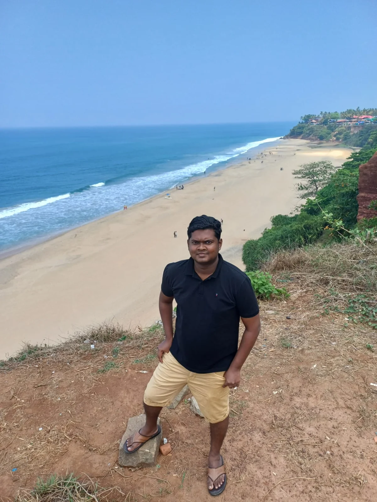 Jevon Max on the red cliffs above Varkala beach in Kerala, India