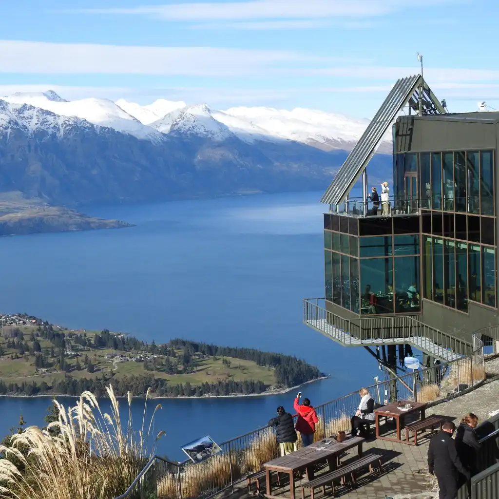 Skyline Gondola Queenstown at Bob's Peak with Lake Wakatipu and mountain views