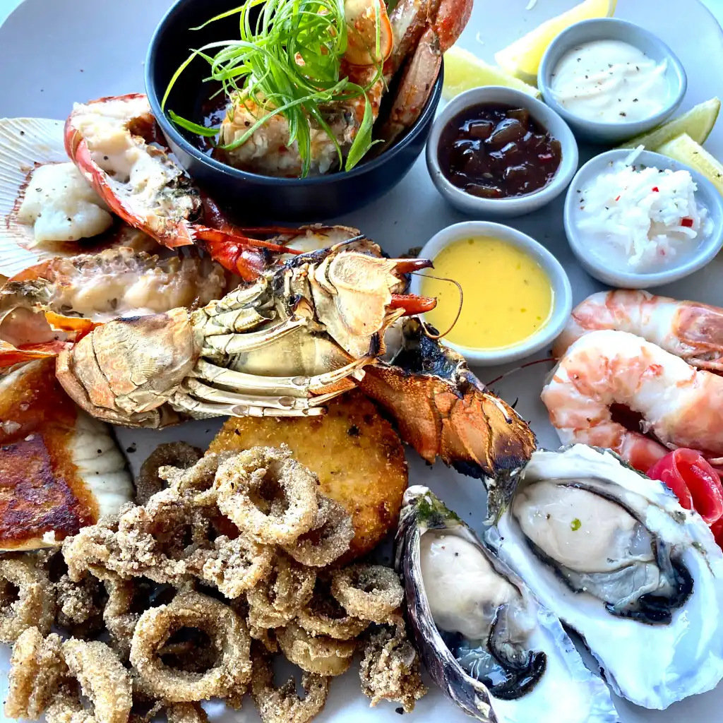 Australian Seafood platter with lobster crab oysters prawns calamari in Perth